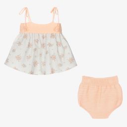 Mebi-Orange & Blue Floral Dress Set | Childrensalon Outlet