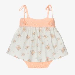 Mebi-Orange & Blue Floral Dress Set | Childrensalon Outlet