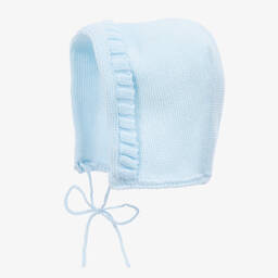 Mebi-Pale Blue Knitted Baby Bonnet | Childrensalon Outlet