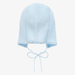 Mebi-Pale Blue Knitted Baby Bonnet | Childrensalon Outlet