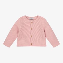 Mebi-Pink Cotton Baby Cardigan | Childrensalon Outlet