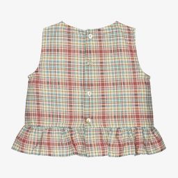 Mebi-Pink & Green Linen Blouse | Childrensalon Outlet