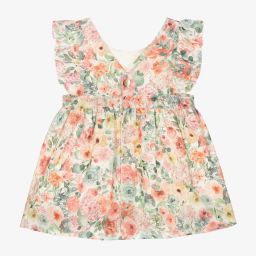 ميبي-Pink & Green Linen Dress | Childrensalon Outlet