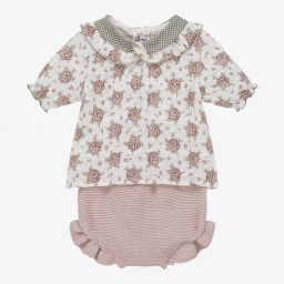 Mebi-Pink & White Baby Shorts Set | Childrensalon Outlet