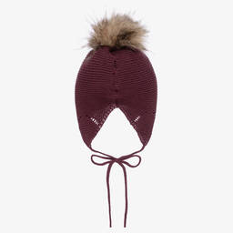 Mebi-قبعة بوم- بوم أطفال قطن محبوك لون بنفسجي | Childrensalon Outlet