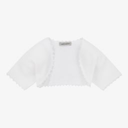 Mebi-White Cotton Knit Cardigan | Childrensalon Outlet