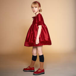 مي مي سول-فستان ساتان لون أحمر | Childrensalon Outlet