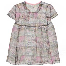 مي مي سول-فستان حريري  وردي مزهر مع طباعة | Childrensalon Outlet