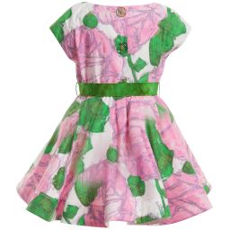 Mi Mi Sol-Pink & Green Floral Cotton Dress | Childrensalon Outlet