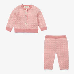 Michael Kors Kids-Baby Girls Pink Knitted Trousers Set | Childrensalon Outlet