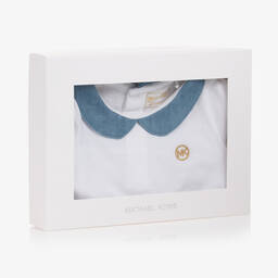 Michael Kors Kids-Baby Girls White & Blue Cotton Shortie | Childrensalon Outlet