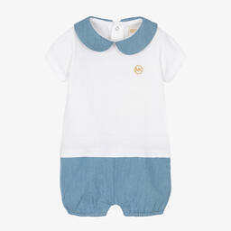 Michael Kors Kids-Baby Girls White & Blue Cotton Shortie | Childrensalon Outlet