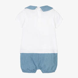 Michael Kors Kids-Baby Girls White & Blue Cotton Shortie | Childrensalon Outlet