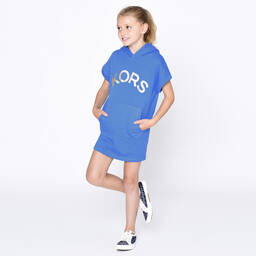 Michael Kors Kids-Синее хлопковое платье-свитшот с логотипом | Childrensalon Outlet