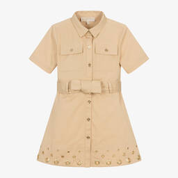 Michael Kors Kids-Girls Beige Cotton Utility Dress | Childrensalon Outlet