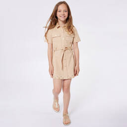 Michael Kors Kids-Girls Beige Cotton Utility Dress | Childrensalon Outlet