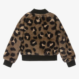 Michael Kors Kids-Girls Beige Leopard Faux Fur Jacket | Childrensalon Outlet