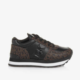 Michael Kors Kids-Girls Black and Brown Lace-Up Trainers | Childrensalon Outlet