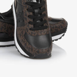 Michael Kors Kids-Girls Black and Brown Lace-Up Trainers | Childrensalon Outlet