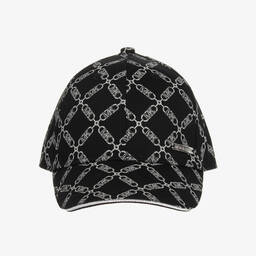 Michael Kors Kids-Girls Black Cotton MK Monogram Chain Cap | Childrensalon Outlet