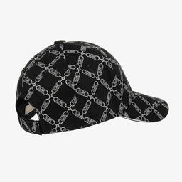 Michael Kors Kids-Girls Black Cotton MK Monogram Chain Cap | Childrensalon Outlet