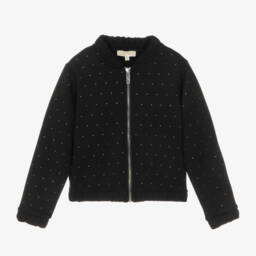 Michael Kors Kids-Girls Black Diamanté Jersey Zip Top | Childrensalon Outlet