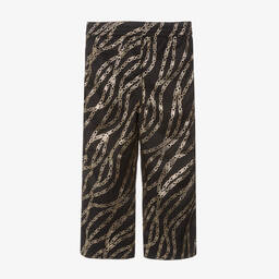 Michael Kors Kids-Girls Black & Gold MK Wide-Leg Trousers | Childrensalon Outlet