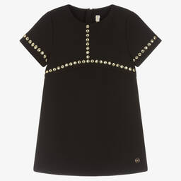 Michael Kors Kids-Girls Black Gold Studded Dress | Childrensalon Outlet