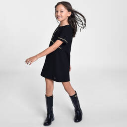 Michael Kors Kids-Girls Black Gold Studded Dress | Childrensalon Outlet