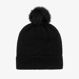 Michael Kors Kids-Girls Black Knitted Pom-Pom Hat | Childrensalon Outlet