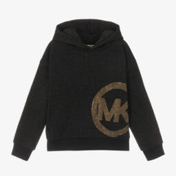 Michael Kors Kids-Girls Black Logo Embellished Hoodie | Childrensalon Outlet