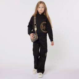 Michael Kors Kids-Girls Black Logo Embellished Hoodie | Childrensalon Outlet