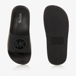 Michael Kors Kids-Girls Black Logo Sliders | Childrensalon Outlet
