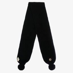 Michael Kors Kids-Girls Black Pom-Pom Scarf | Childrensalon Outlet