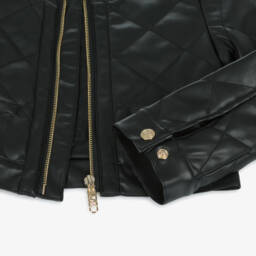 Michael Kors Kids-Girls Black Quilted Faux Leather Jacket | Childrensalon Outlet