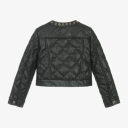 Michael Kors Kids-Girls Black Quilted Faux Leather Jacket | Childrensalon Outlet