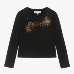 Michael Kors Kids-Girls Black Starburst Cotton Top | Childrensalon Outlet