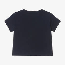 Michael Kors Kids-Girls Blue Cotton Monogram T-Shirt | Childrensalon Outlet
