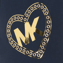 Michael Kors Kids-Girls Blue Cotton Monogram T-Shirt | Childrensalon Outlet