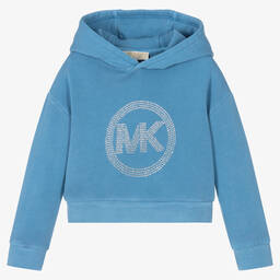 Michael Kors Kids-Girls Blue Diamanté Hoodie | Childrensalon Outlet