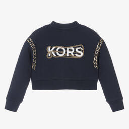 Michael Kors Kids-Girls Blue Logo Zip-Up Top | Childrensalon Outlet