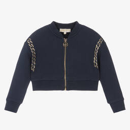 Michael Kors Kids-Girls Blue Logo Zip-Up Top | Childrensalon Outlet