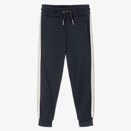Michael Kors Kids-Girls Blue Monogram Jersey Joggers | Childrensalon Outlet