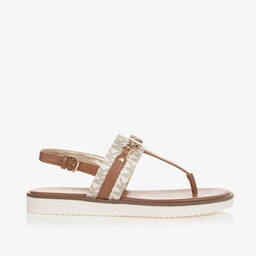 Michael Kors Kids-Girls Brown Faux Leather Sandals | Childrensalon Outlet