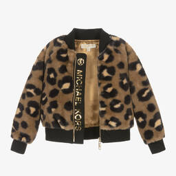 Michael Kors Kids-Girls Brown Leopard Print Jacket | Childrensalon Outlet