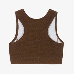 Michael Kors Kids-Girls Brown Logo Crop Top | Childrensalon Outlet
