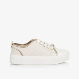 Michael Kors Kids-حذاء رياضي للبنات بلون كريمي مع شعار بارز | Childrensalon Outlet