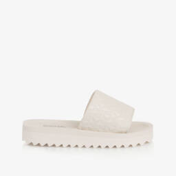 Michael Kors Kids-Girls Creamy Logo Pattern Slides | Childrensalon Outlet