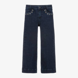 Michael Kors Kids-Girls Dark Wash Wide-Leg Trousers | Childrensalon Outlet