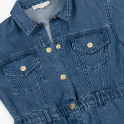 Michael Kors Kids-Girls Denim Romper in Sky Blue | Childrensalon Outlet